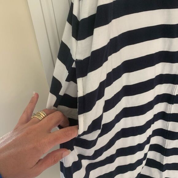 New GAP Navy Blue White Striped Pocket Sun Dress S - Picture 2 of 4